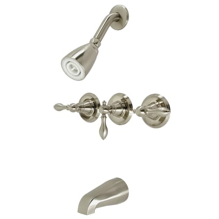 Kingston Brass KB238ACL Three-Handle Tub and Shower Faucet, Brushed Nickel KB238ACL